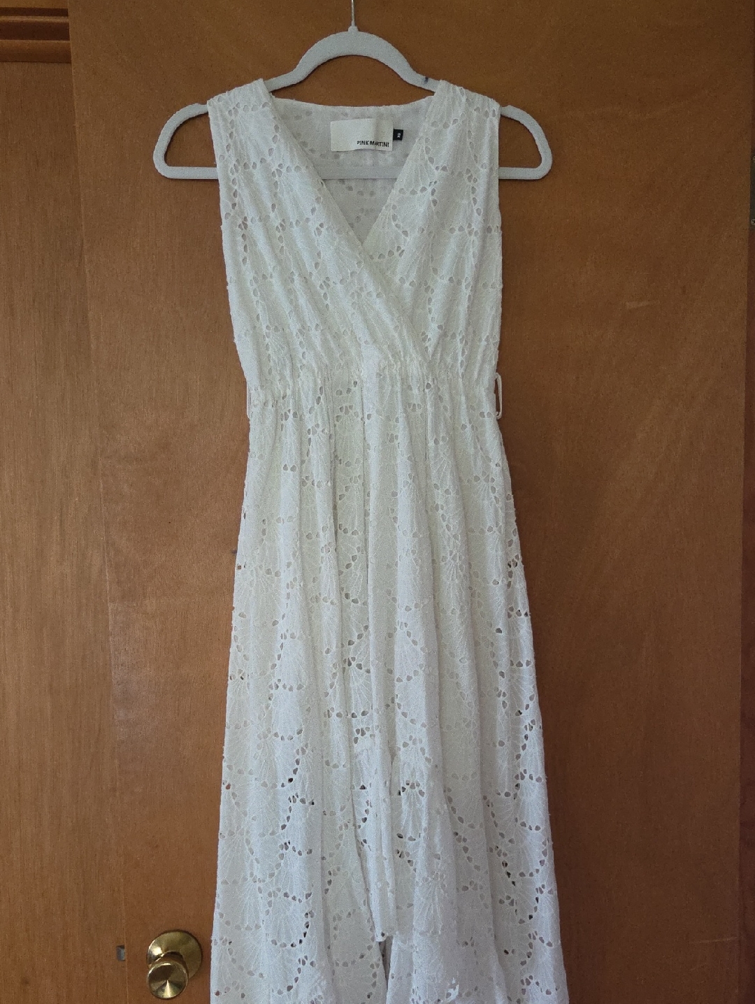 Weekend Sale Pink Martini White Eyelet Wrap Maxi Dress
